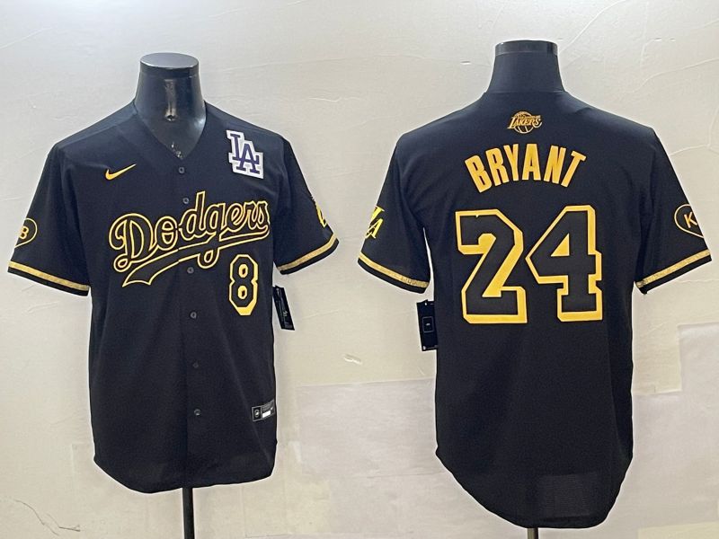 Men Los Angeles Dodgers #24 Bryant Black Gold Five generations Game 2025 Nike MLB Jersey style 4